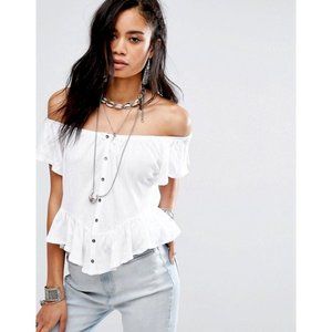 Free People Mint Julep Button-Front Top